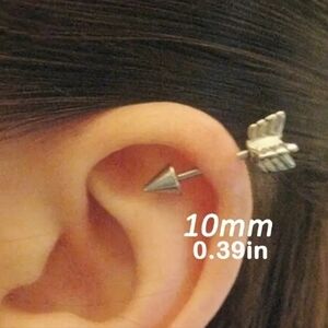 1pc Arrow Stud Earrings For EVERYONE Ear Piercing Stainless Steel Bar Silvery